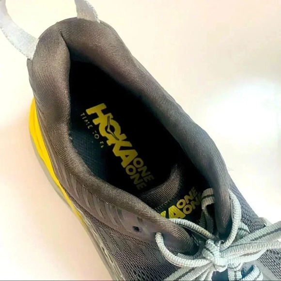 Hoka One One Bondi 6 Grey & Yellow Sneakers - Picture 7 of 9